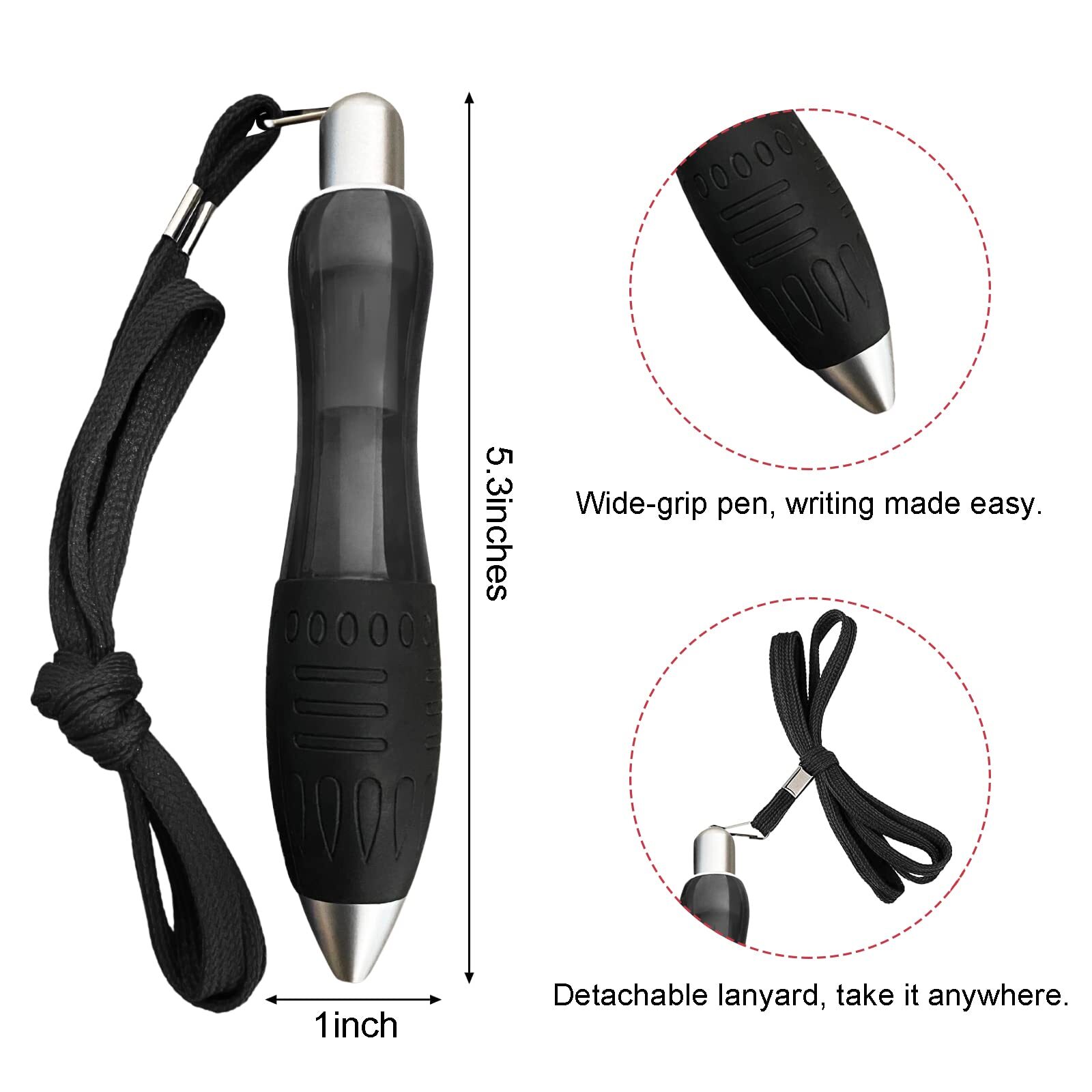 3 Pack Big Fat Pens with 12 Black Refills and 9 Blue Refills for Arthritis