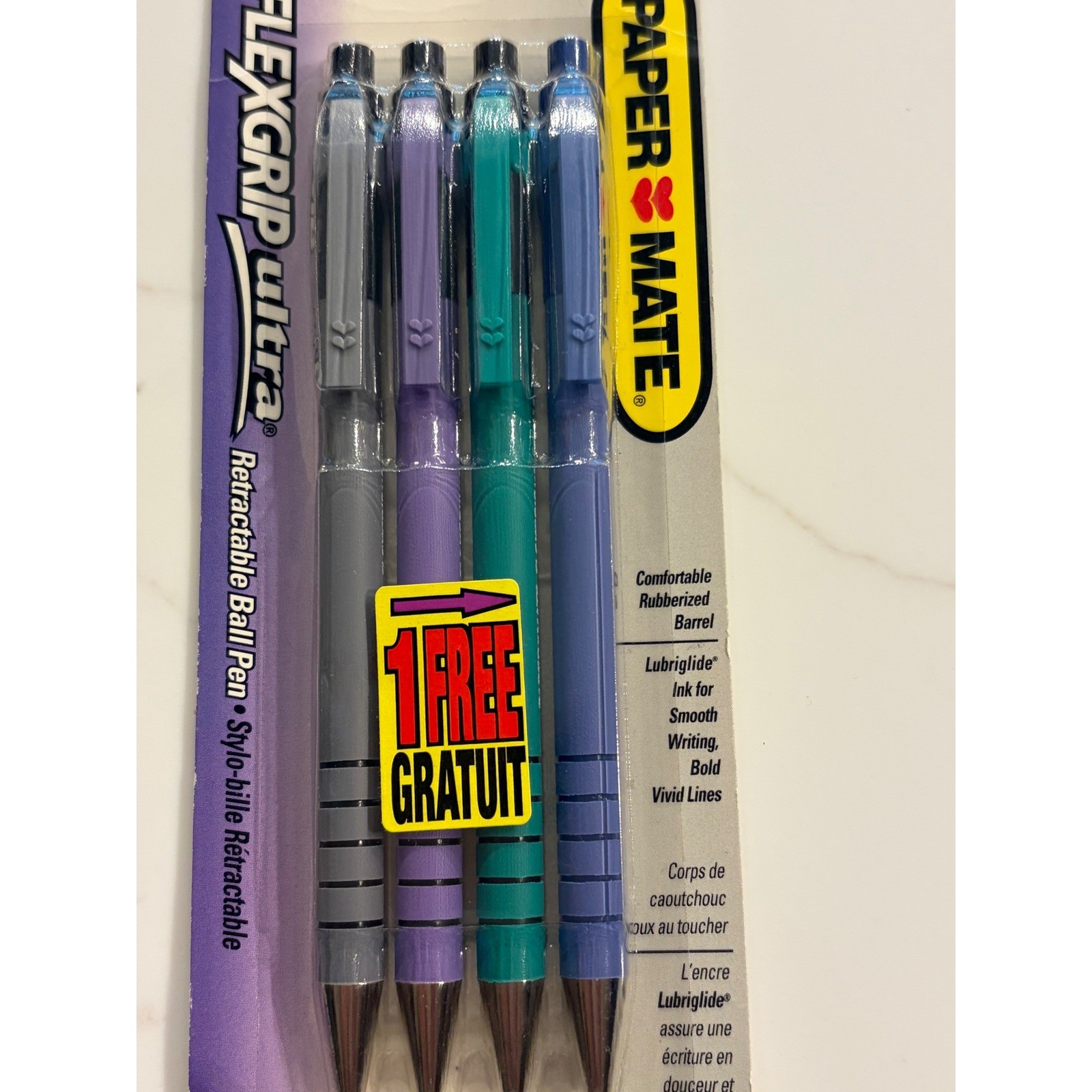 Vintage 1995 Paper Mate Flexgrip Ultra Retractable Ballpoint Pens Black Ink 4pk