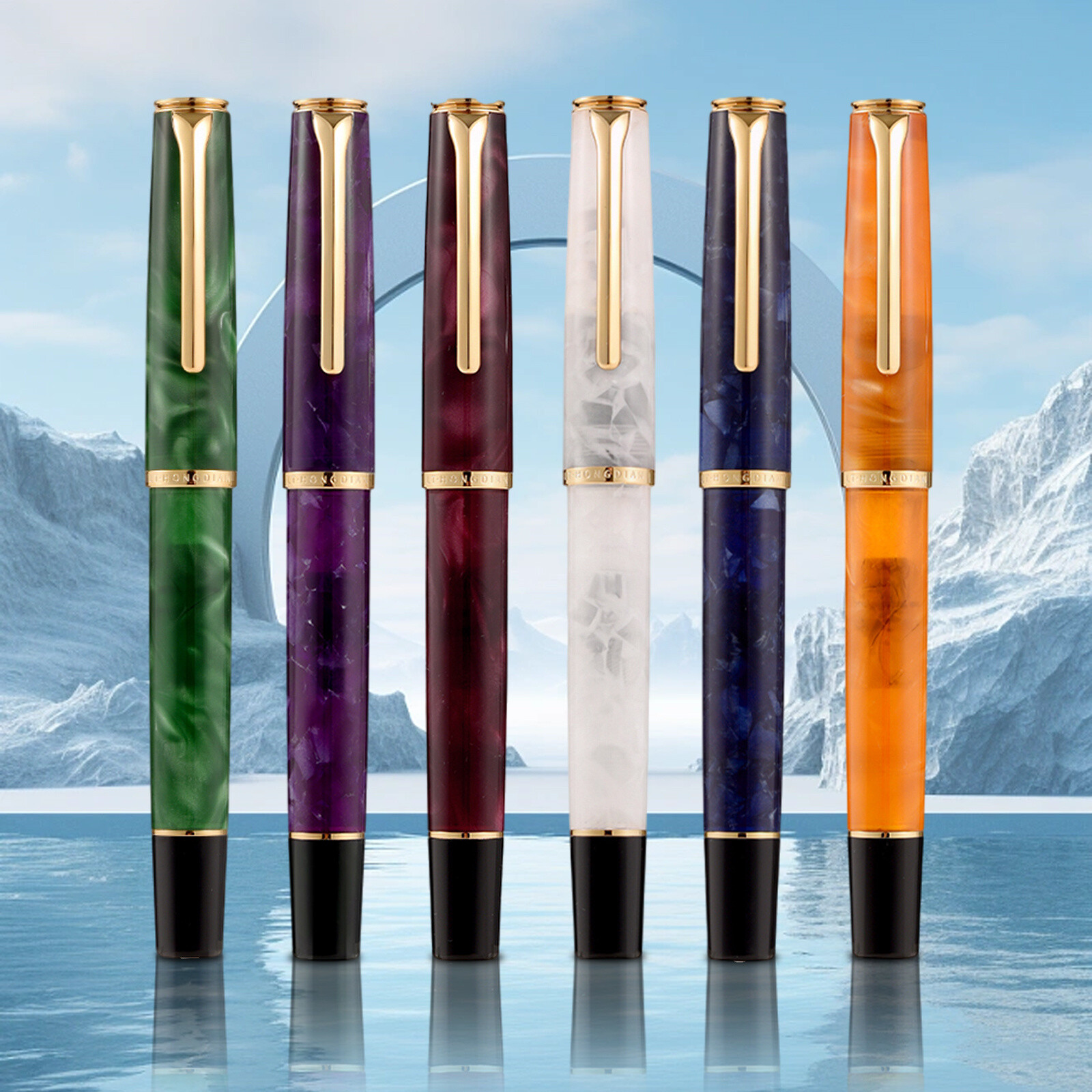 HongDian N12 Resin Fountain Pen, Extra Fine Nib Classic Pen Writing Pen Gift
