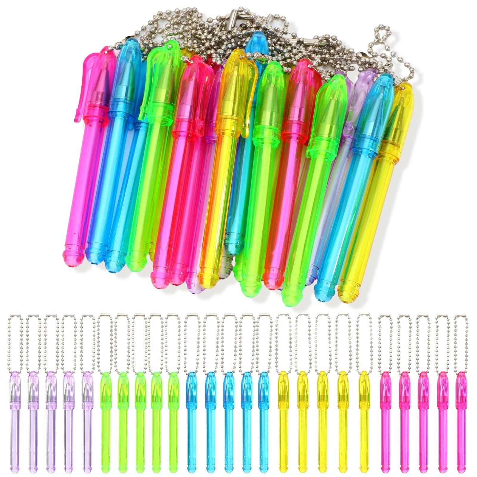 60 Pcs Mini Keychain Ballpoint Pens – Colorful Pocket Size with Keyring, 1.0mm I