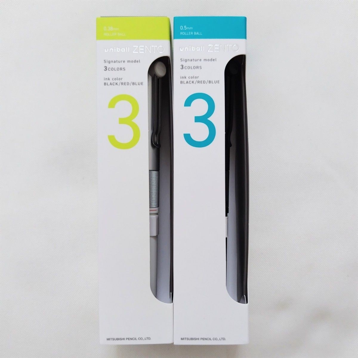 Uni-ball ZENTO Signature Model 3 Color Ballpoint Pen 0.5mm & 0.38mm Set of 2 F/S