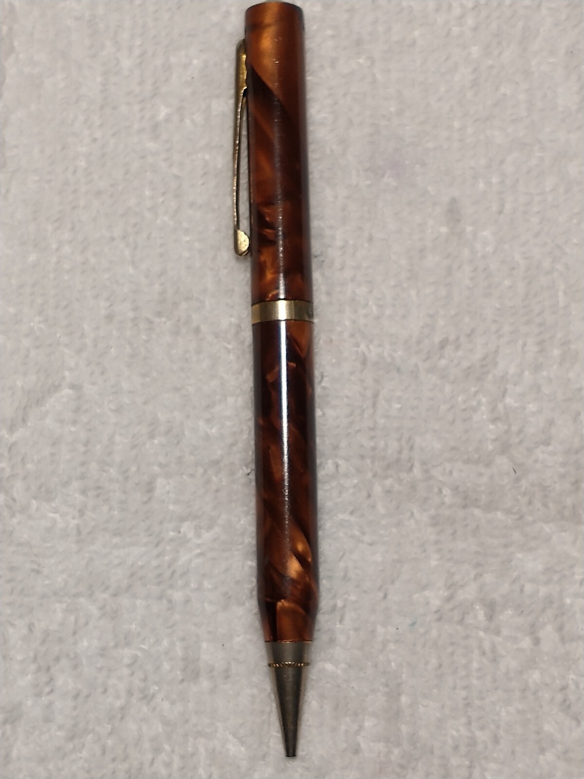 BEAUTIFUL WALTHAM VINTAGE MECH PENCIL IN ROOTBEER PEARL TONES CELLULOID ANTIQUE