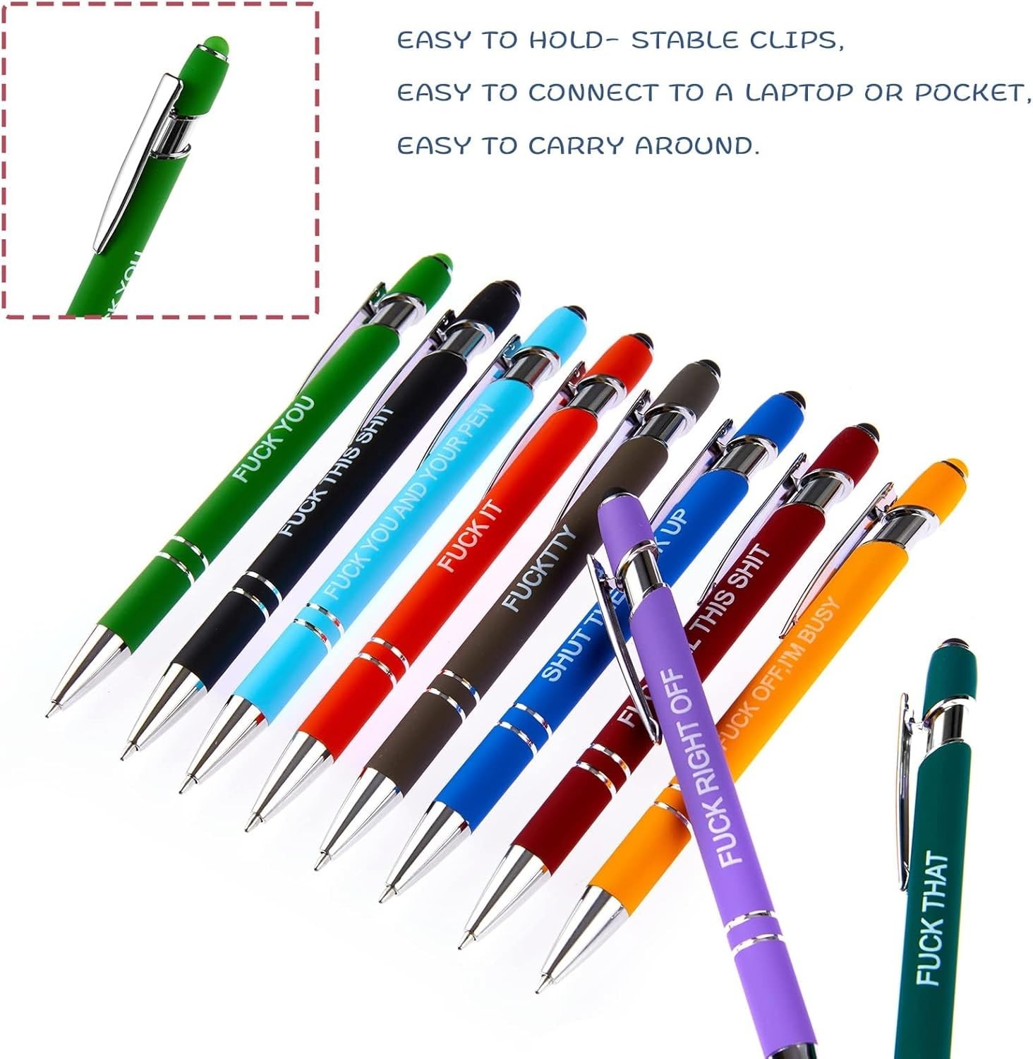 20pcs Funny Ballpoint Pens w/ Complaining Quotes Stylus Touchscreen Gift