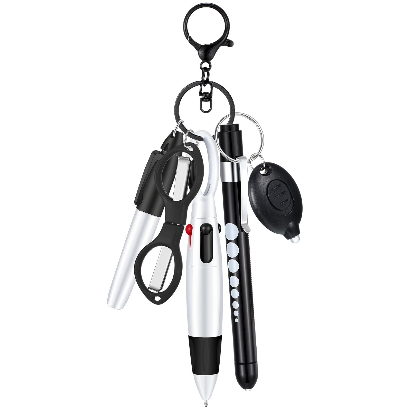 Nurse Pen Set with Marker Pen LED Light Scissors Keychain Clip and Flashlight
