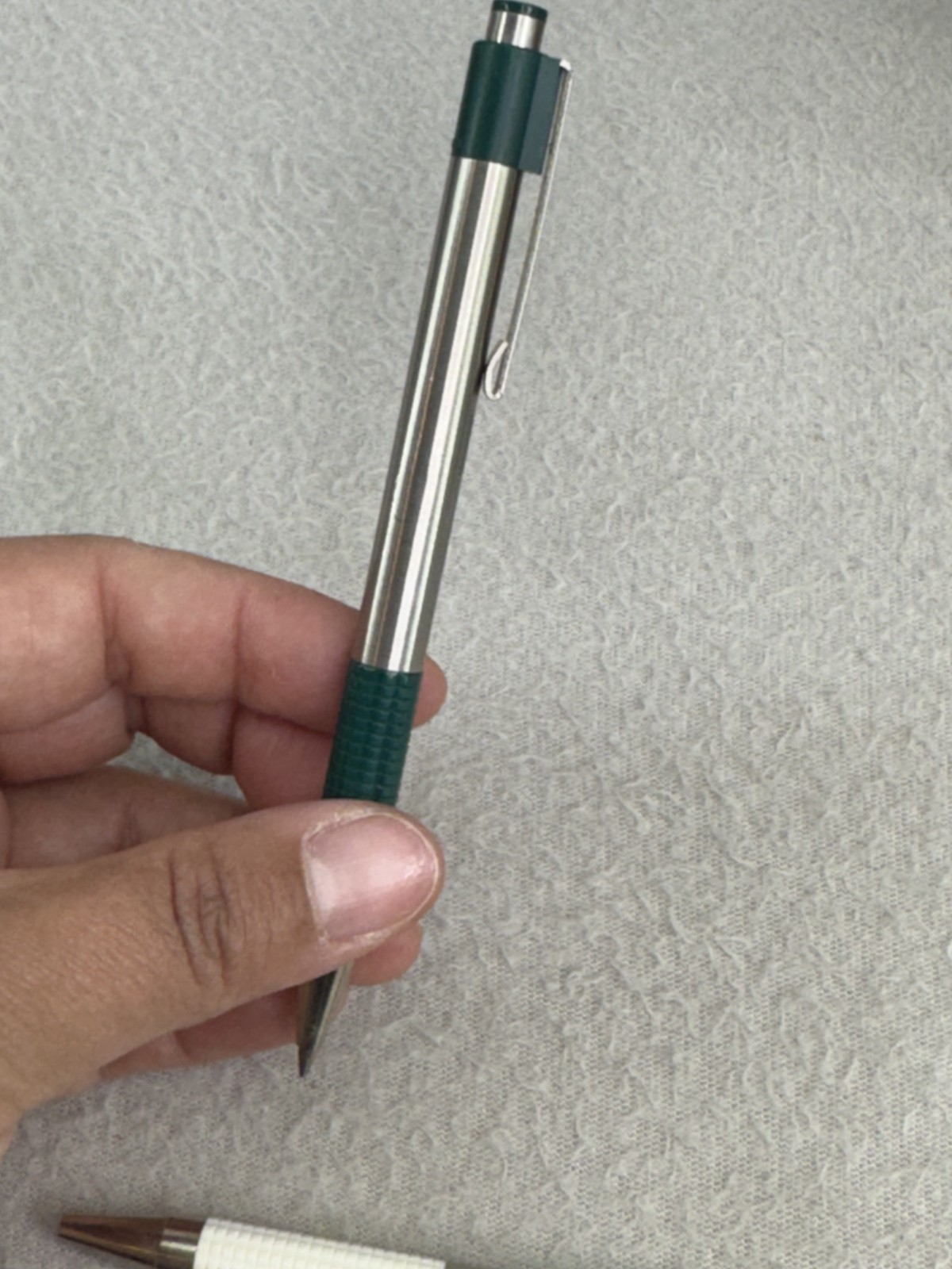 Vintage Zebra F-301 Ballpoint Pens Lot of 2 Green White Chrome Japan 0.7mm