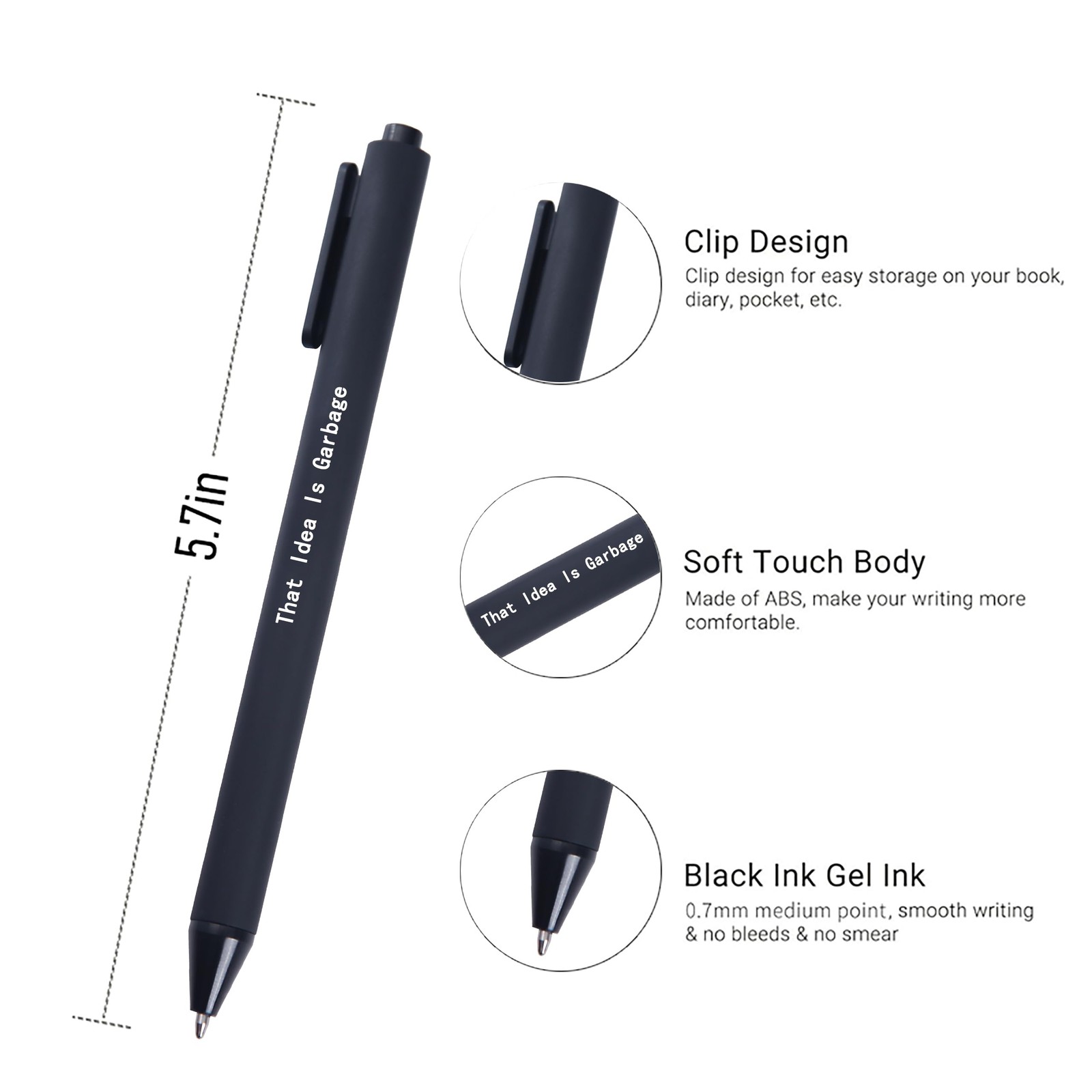 SYSDTTD Sarcastic Black Ink Ballpoint Pens 1.0mm Fine Tip 14-Piece Set