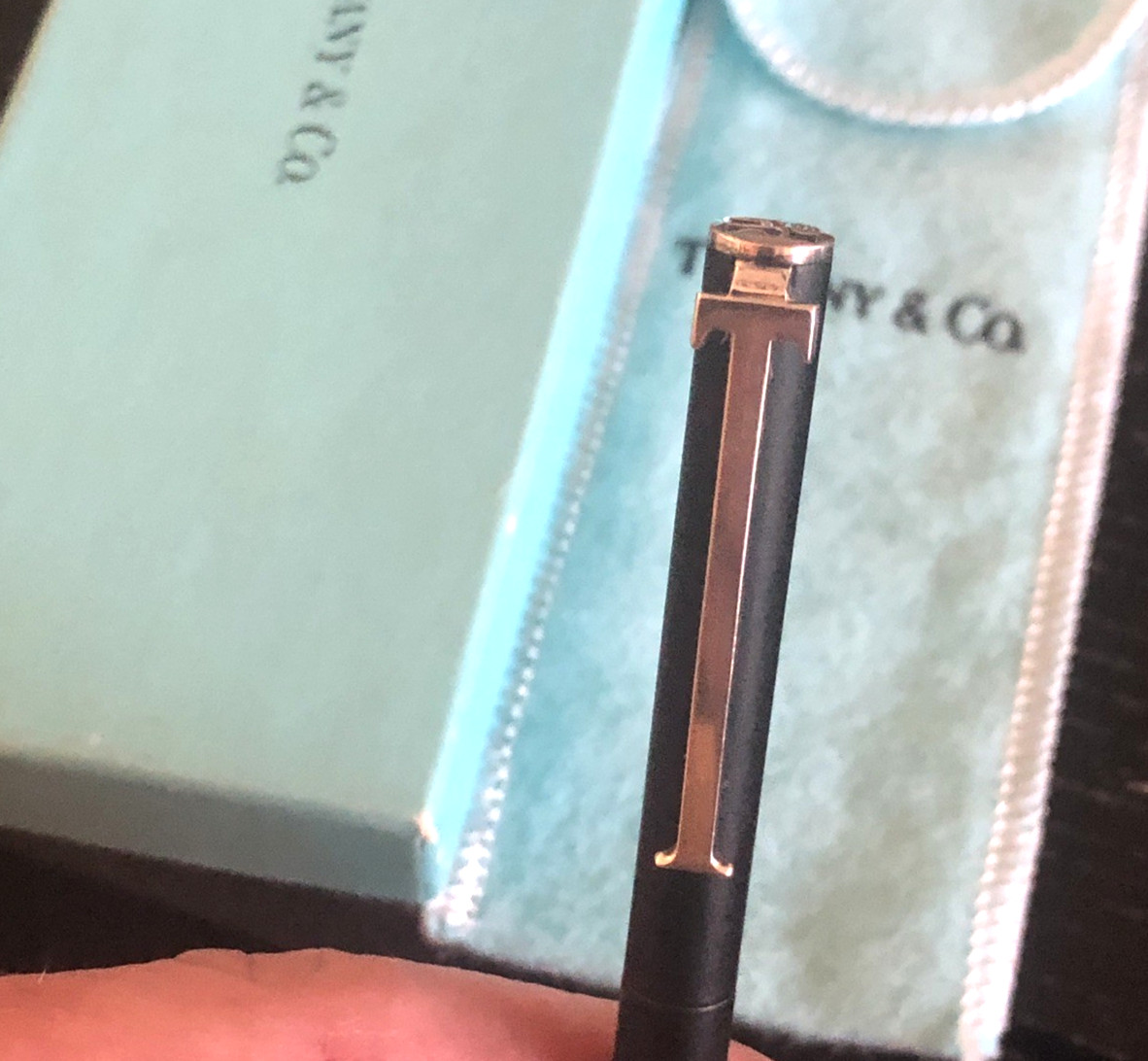 Original Tiffany & Co. Sterling Silver 925 & Black Matte T- Clip Pen And Box