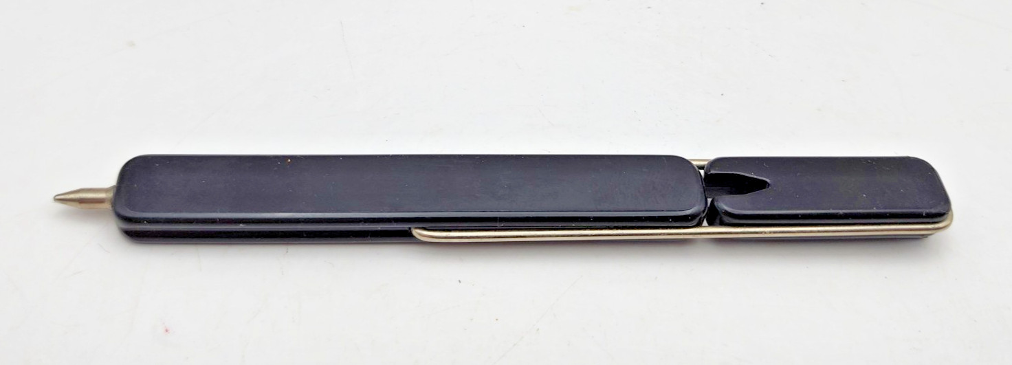 Vintage Unique Flat Plastic Advertisement Ballpoint Pen with Flip Over Cap