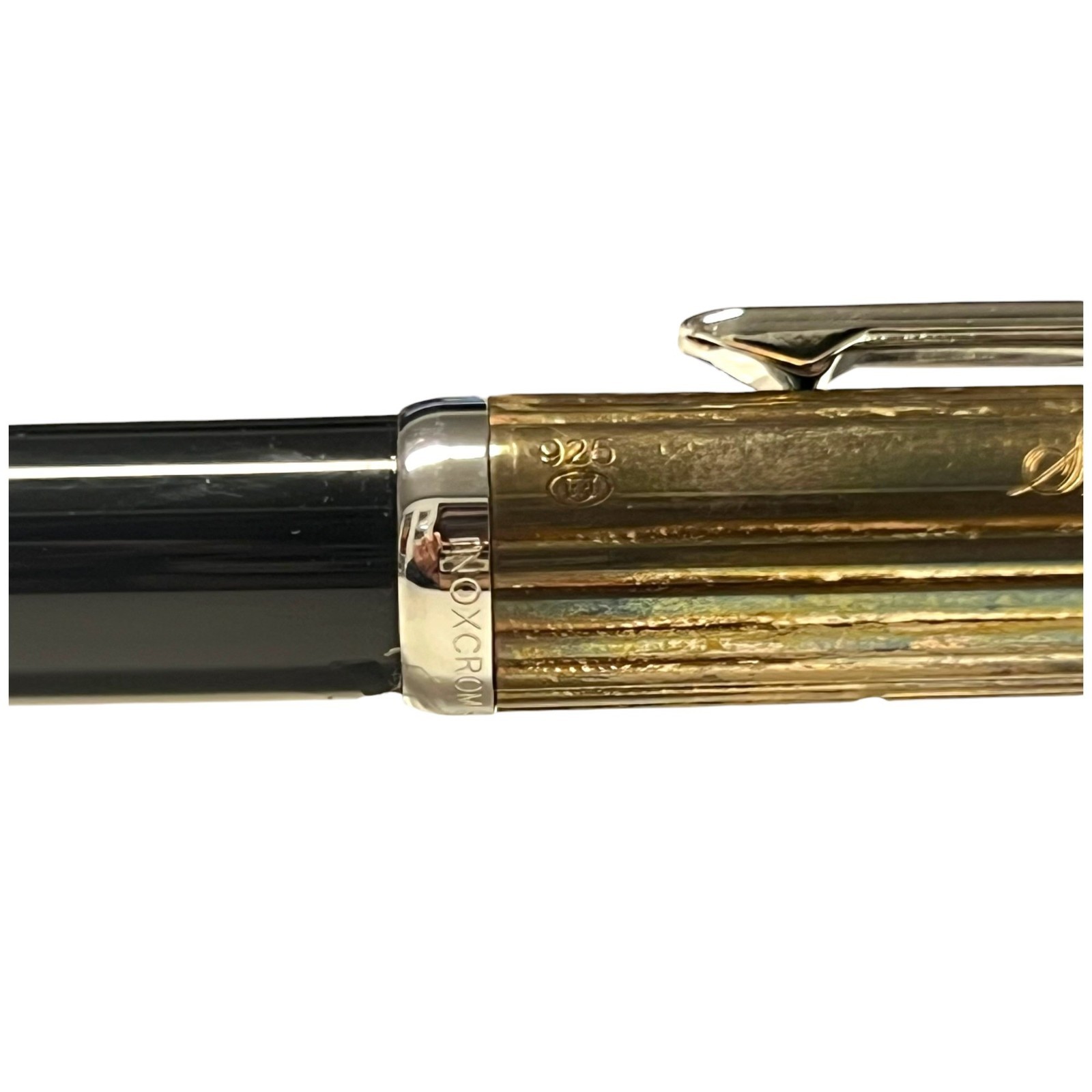 Rare-BNY Inoxcrom Sirocco 925 Sterling Silver Cap,Black Resin Body Engraved