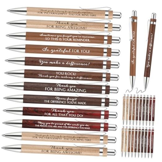Pcs Employee Appreciation Gifts Bulk Inspirational Bamboo Pen Affirmation 60