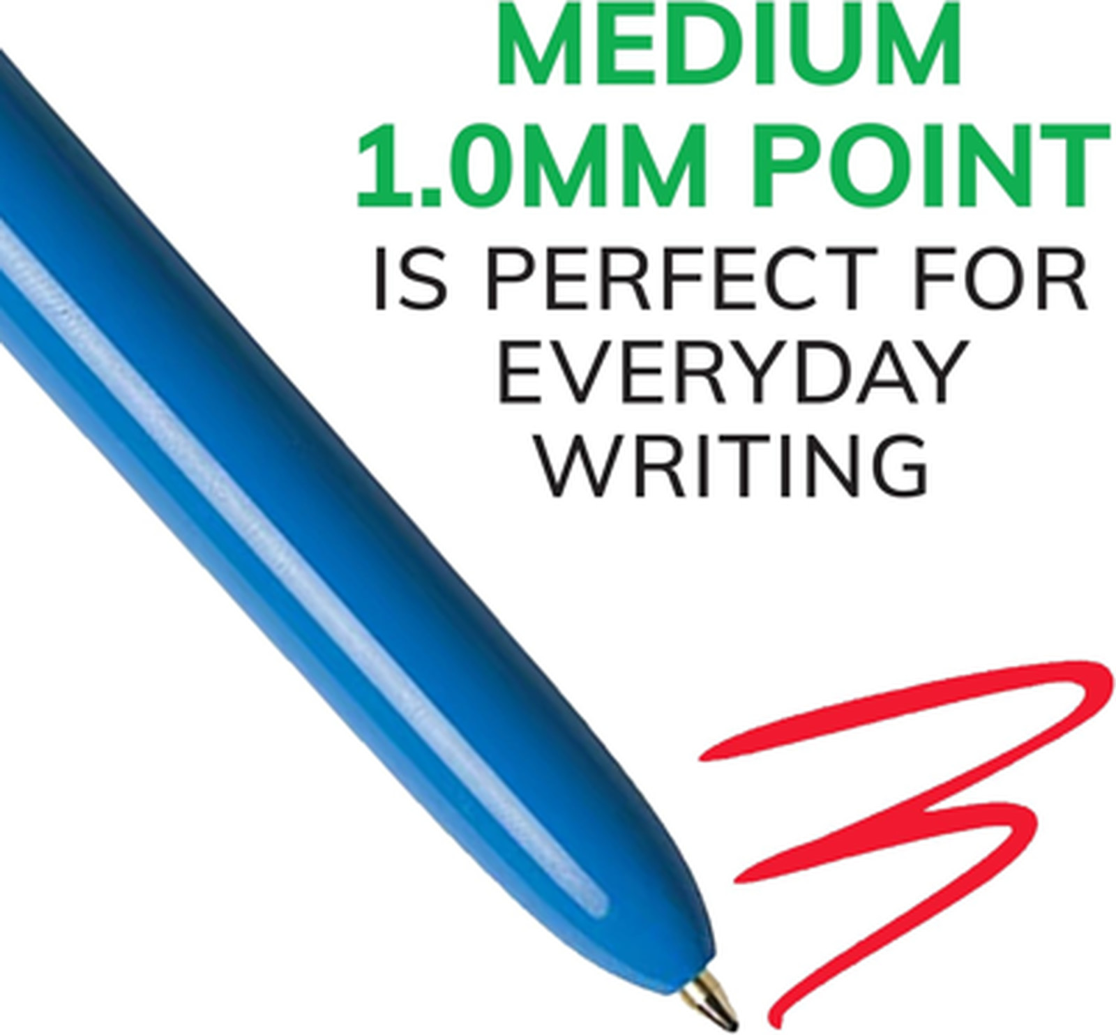 Multicolor Ballpoint Pen Pack of Three with 1.0 mm Medium Point, Retractable