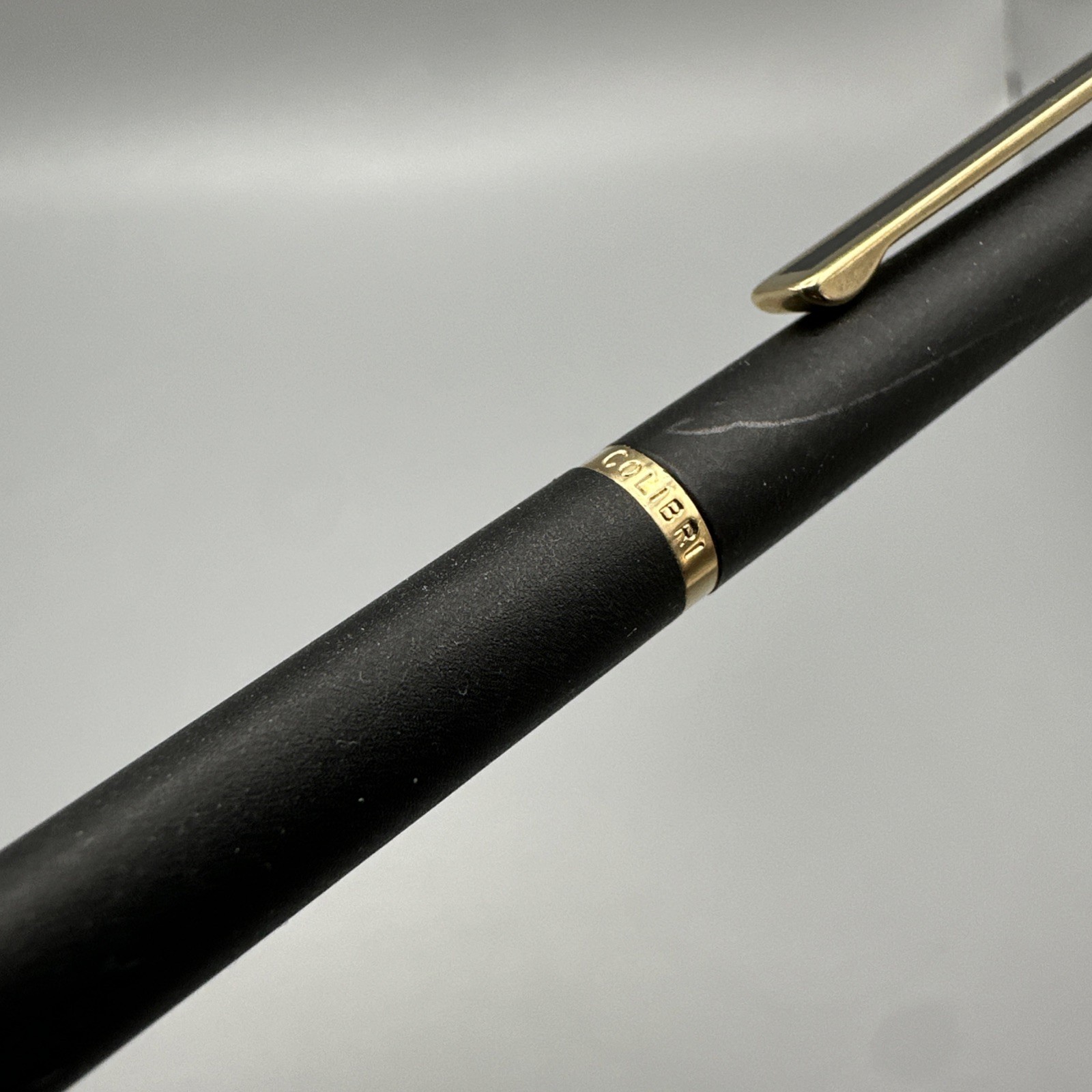Vintage Colibri Ballpoint Pen in Matte Black w/ Gold Trim USA 1270