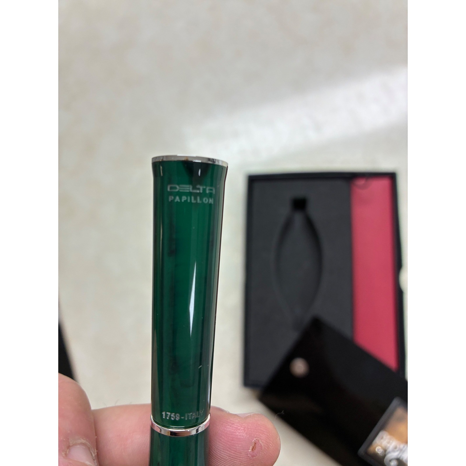 Delta Papillon Limited Edition Ballpoint Pen Green Marbled Resin Italy 1759
