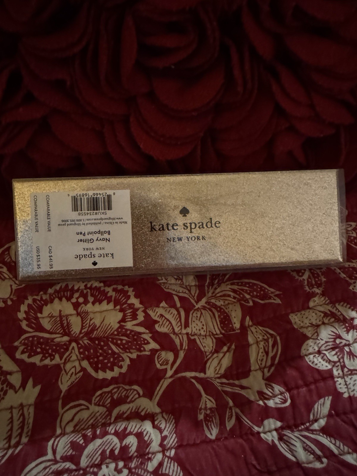 Kate Spade Spade Navy Blue Glitter Ball Point Pen New In Box