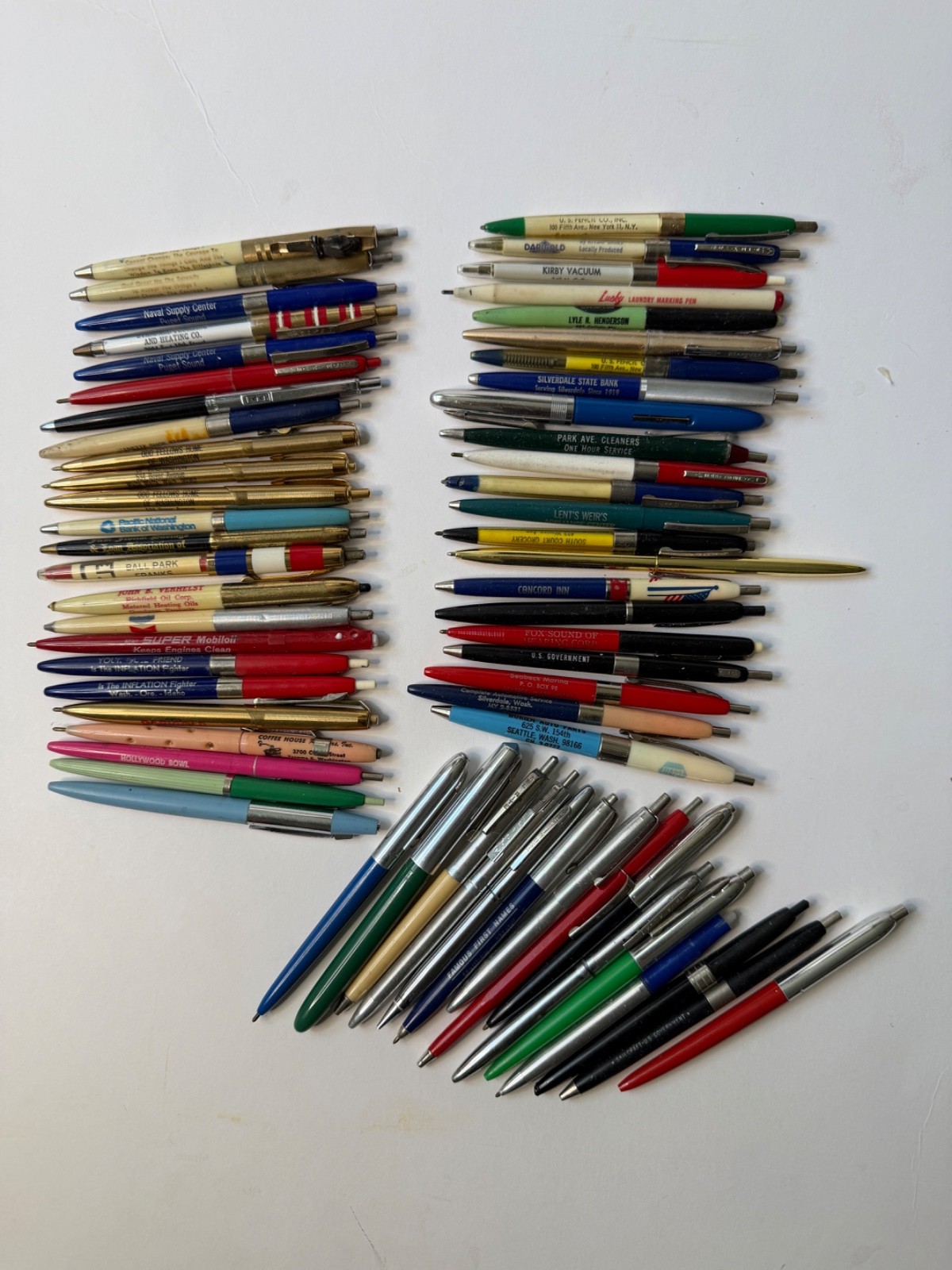 Vintage Advertising Ballpoint Pen Lot Of 60 Click Top Dry Hollywood Bowl, AA Oil