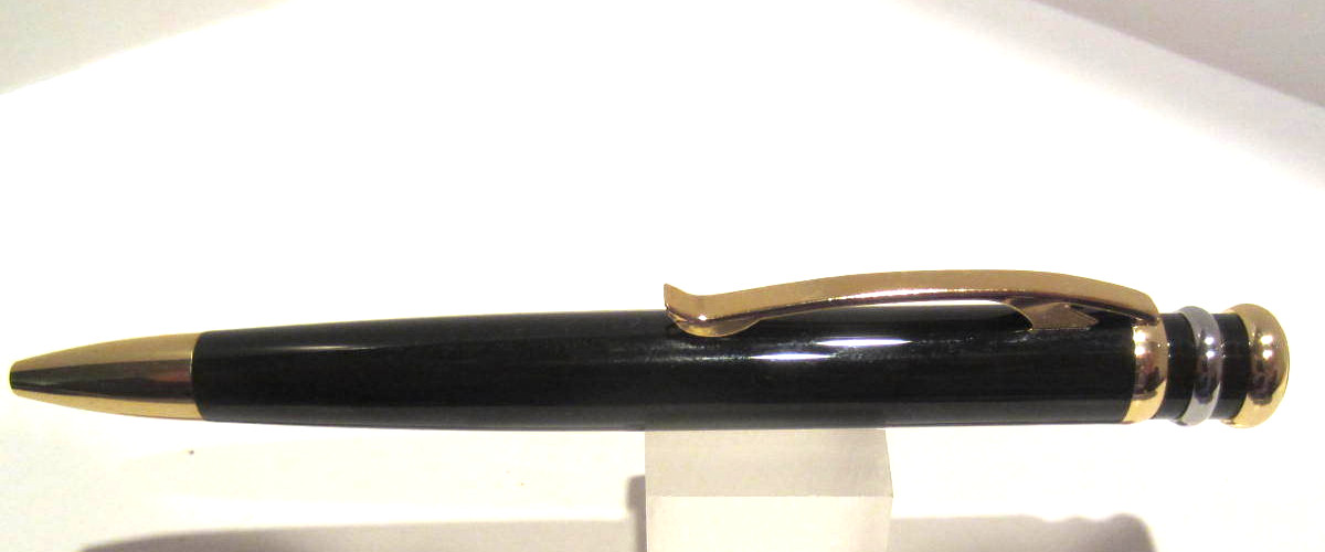 TERZETTI «CARTER» BLACK METAL BALLPOINT WITH GOLD RINGS+GIFT BOX