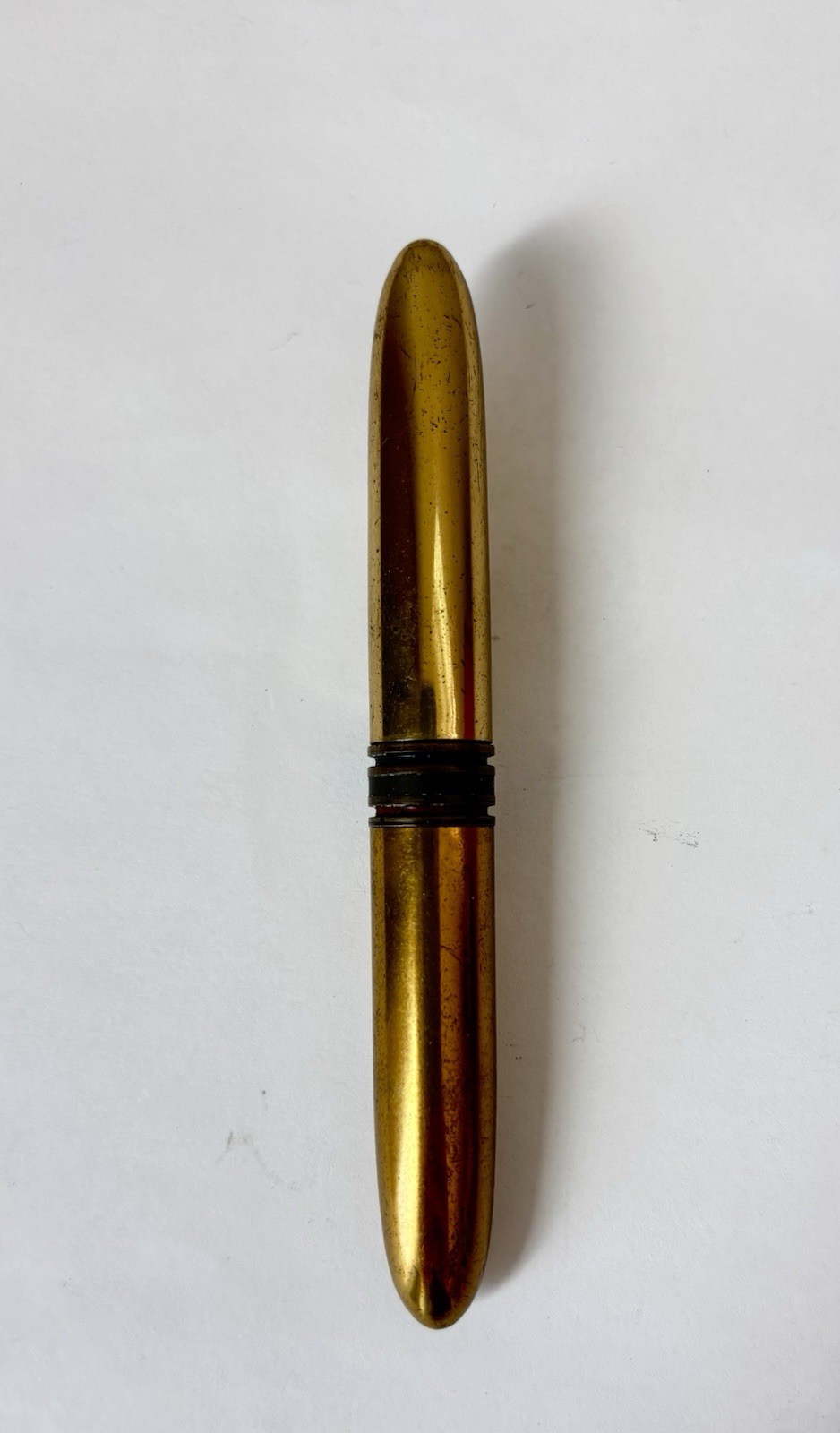 Vintage Dual Color Ballpoint Pen Metal Caps Blue Red Ink Removable Collectible