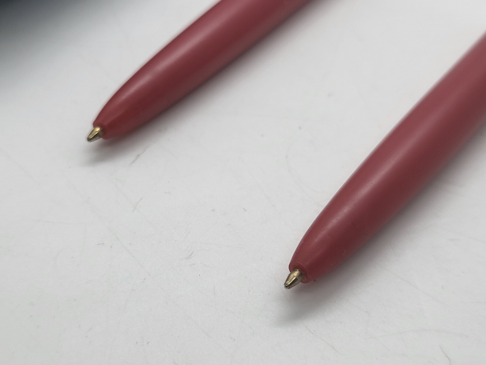 Vintage Soviet ballpoint pens 2 pieces USSR red in metal and plastic cases