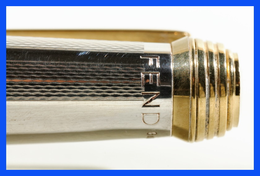 Large Silver FEND cartridge fountain pen UNUSED w 18K Gold Nib / 14cm
