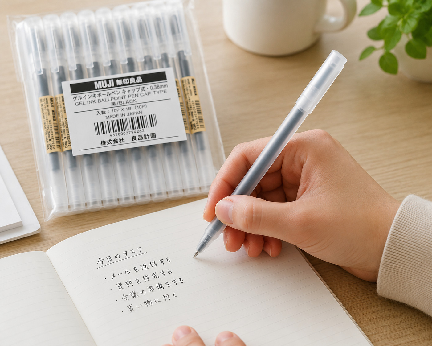 MUJI Gel Ink Ballpoint Pen Cap Type 10-Pieces Set 0.38mm Black – Smooth Writing