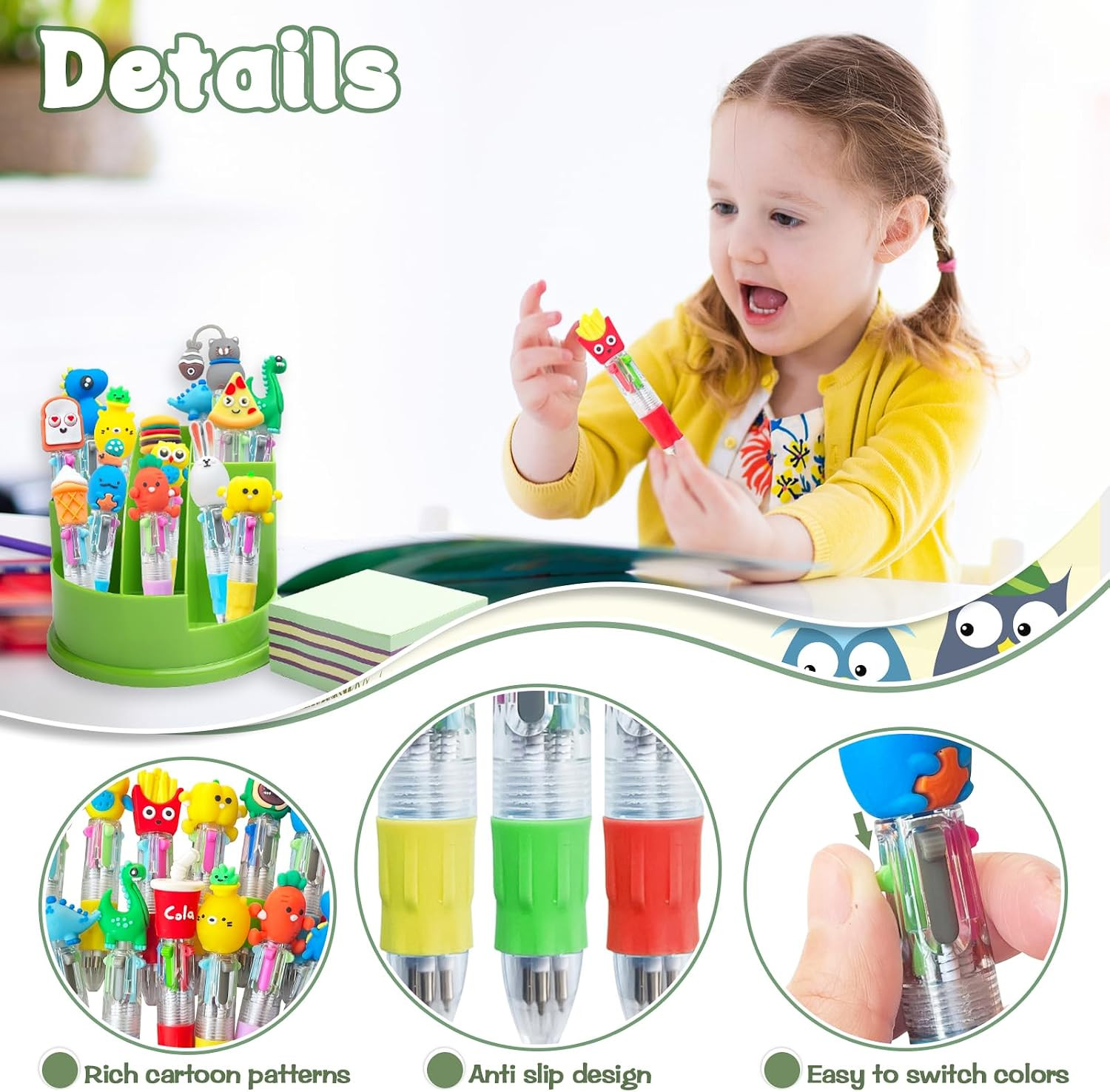 Mini Multicolor Pen in One,4-in-1 Cute Pens for Kids,20 Pcs Ballpoint Pens for C