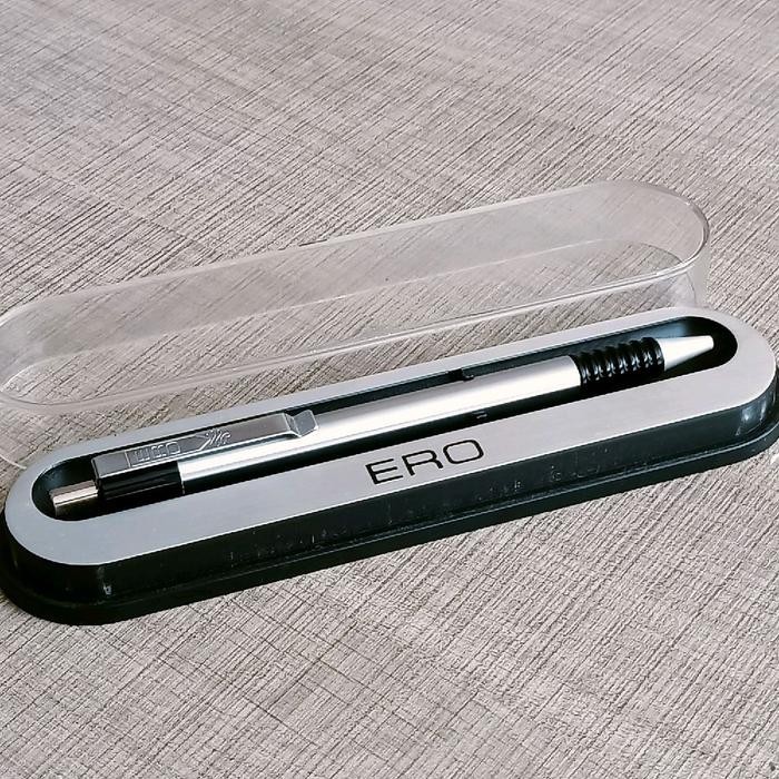 ERO Ballpoint Pen in Brushed Steel with Box Preowned Near Mint VP793
