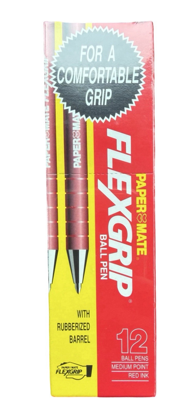 Vintage 1989 Paper Mate FlexGrip Red Ink Pens 12 Pack Sealed Medium Point Japan