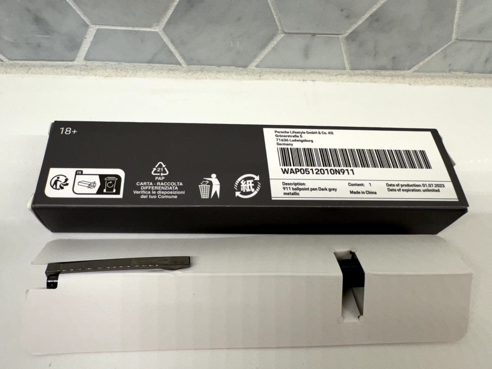 OEM Official Porsche 911 Launch Ballpoint Pen Carbon Fiber From Stuttgart