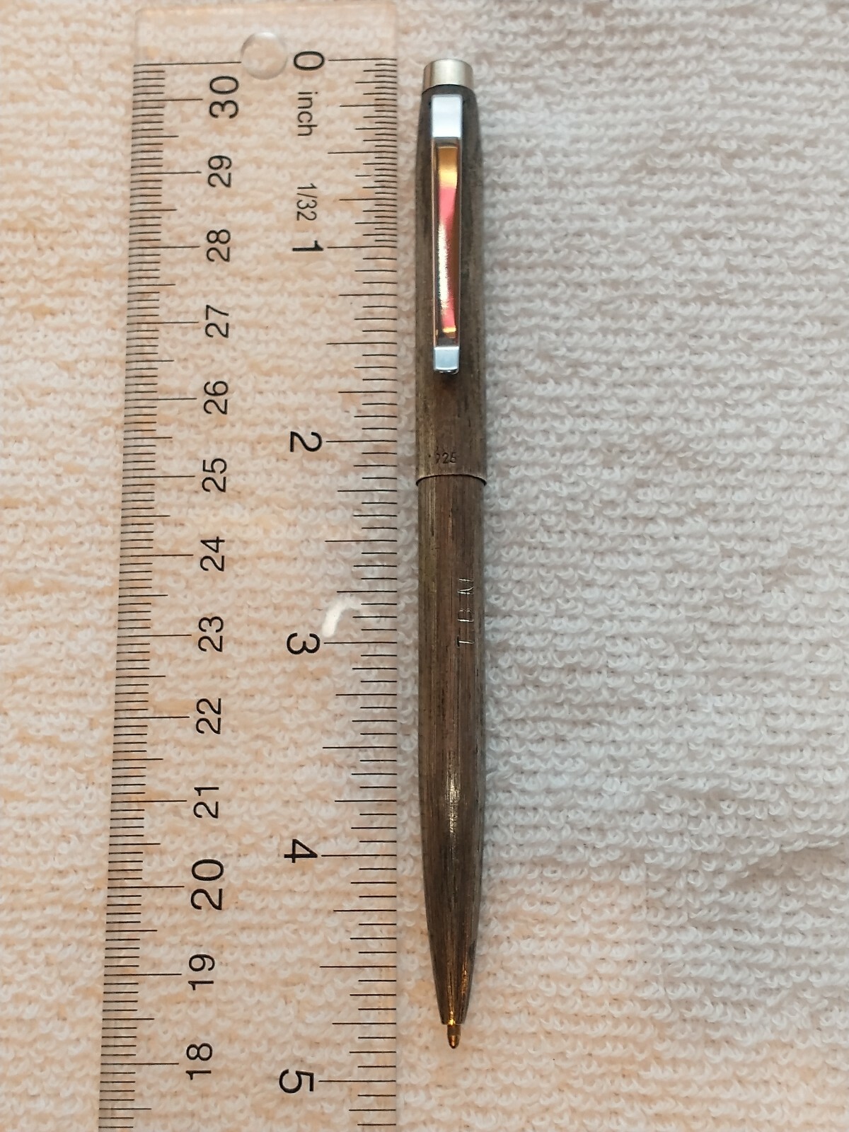 ANTIQUE SOLID STERLING SILVER «925» VINTAGE BALLPOINT PEN CAP ACTION NICE PATINA