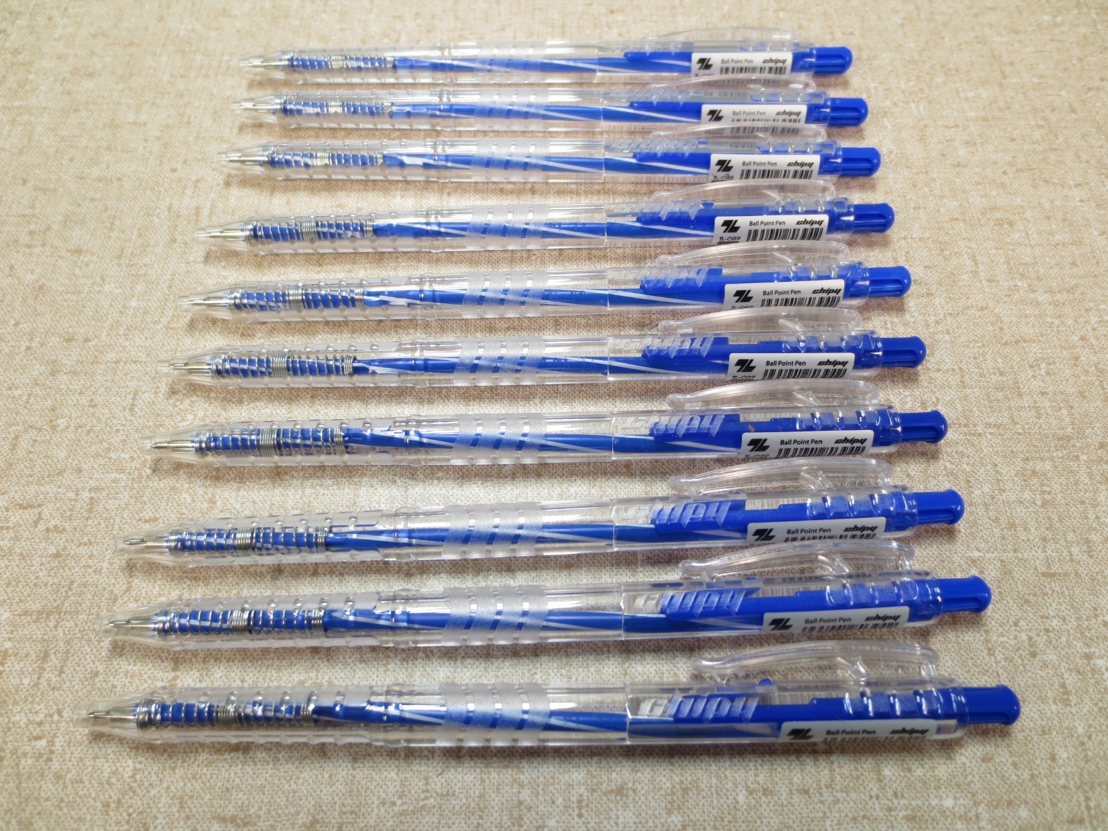 Thien Long TL-089 Retractable Ballpoint Pen 0.5mm tip Blue Writing 10Pcs Chipy