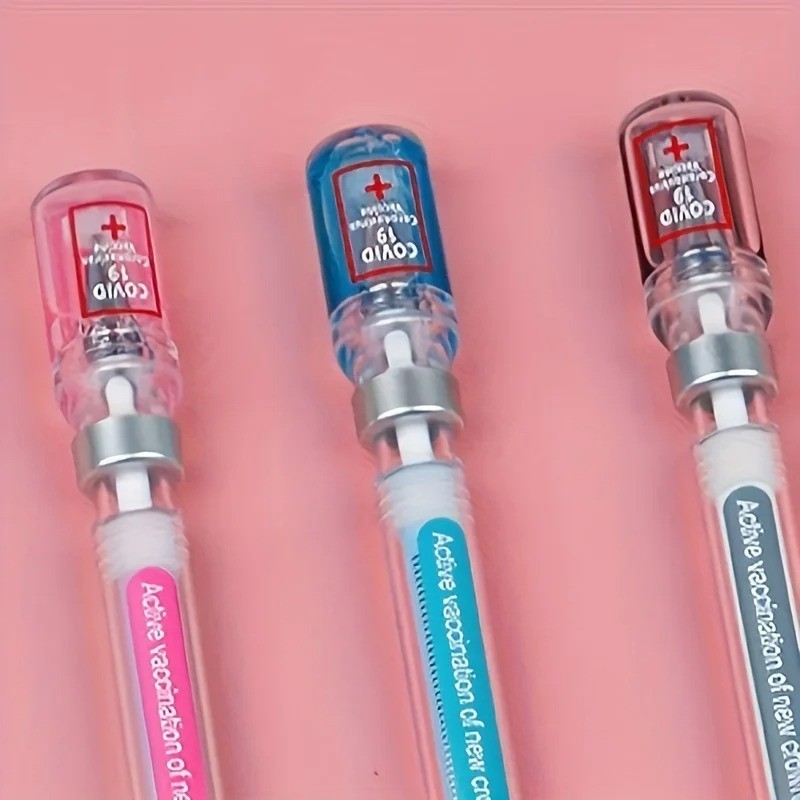 5PCS Random Color Belt Syringe Shaped Gel Neutral Pen, Signature Ballpoint Pen,