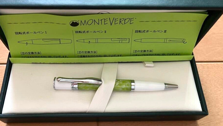 MONTEVERDE Mini Jewelria Green resin Twisted Ballpoint Pen wz/Box Japan Limited