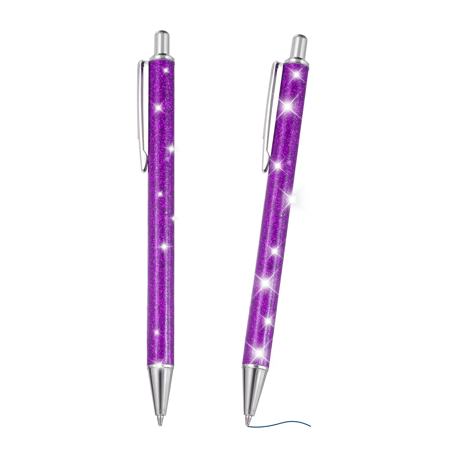 Glitter Ballpoint Pen, 2Pcs Sparkly Fancy Glitter Pen, Purple (Silver Item)