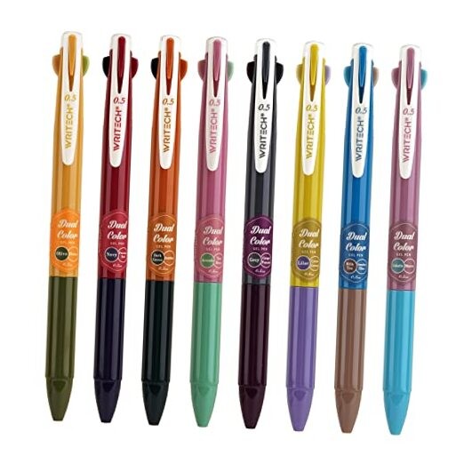 Retractable Gel Ink Pens: Multi Colored 2 1 Count (Pack of 8) 8 Pcs Multicolor