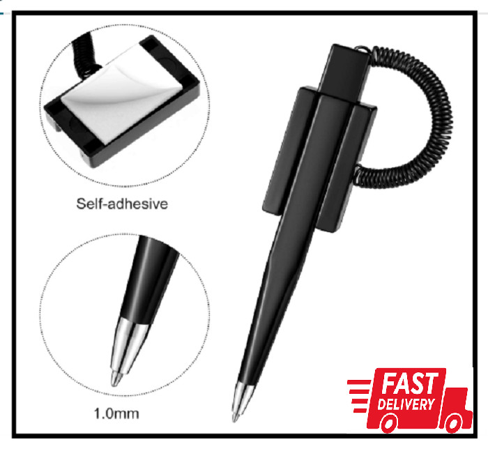 Zonon Counter Pen Secure Pen with Adhesive Pen Chain Black Ink Corded Pen with A