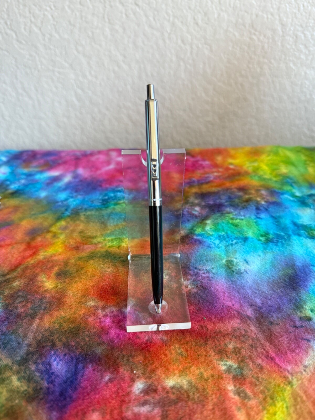 VTG 90s BLACK Paper Mate Double Heart Profile Ball Pen Slim Grip Mexico Blue Ink