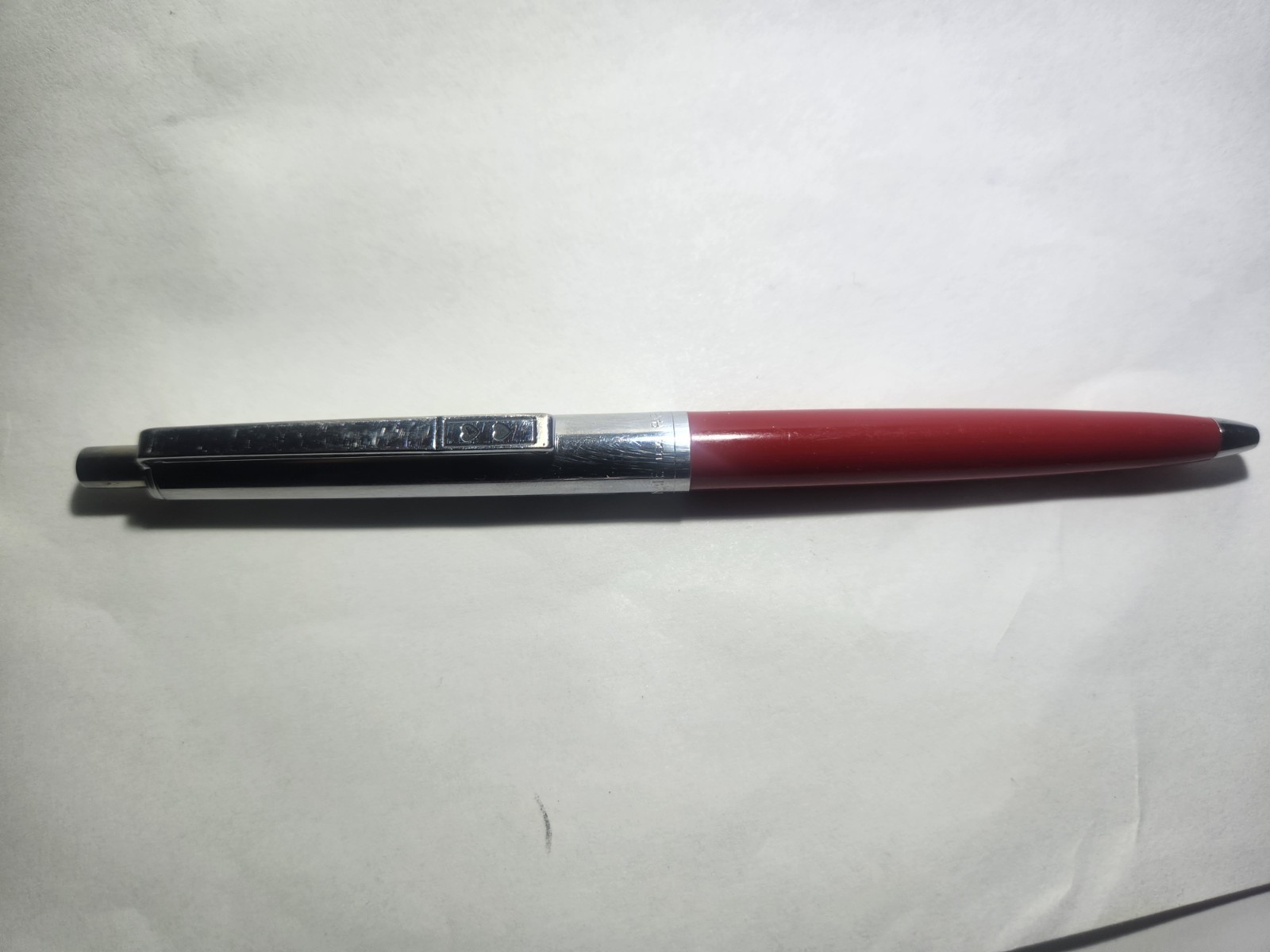 Vintage Paper Mate Double Heart Ballpoint Pen Red & Chrome