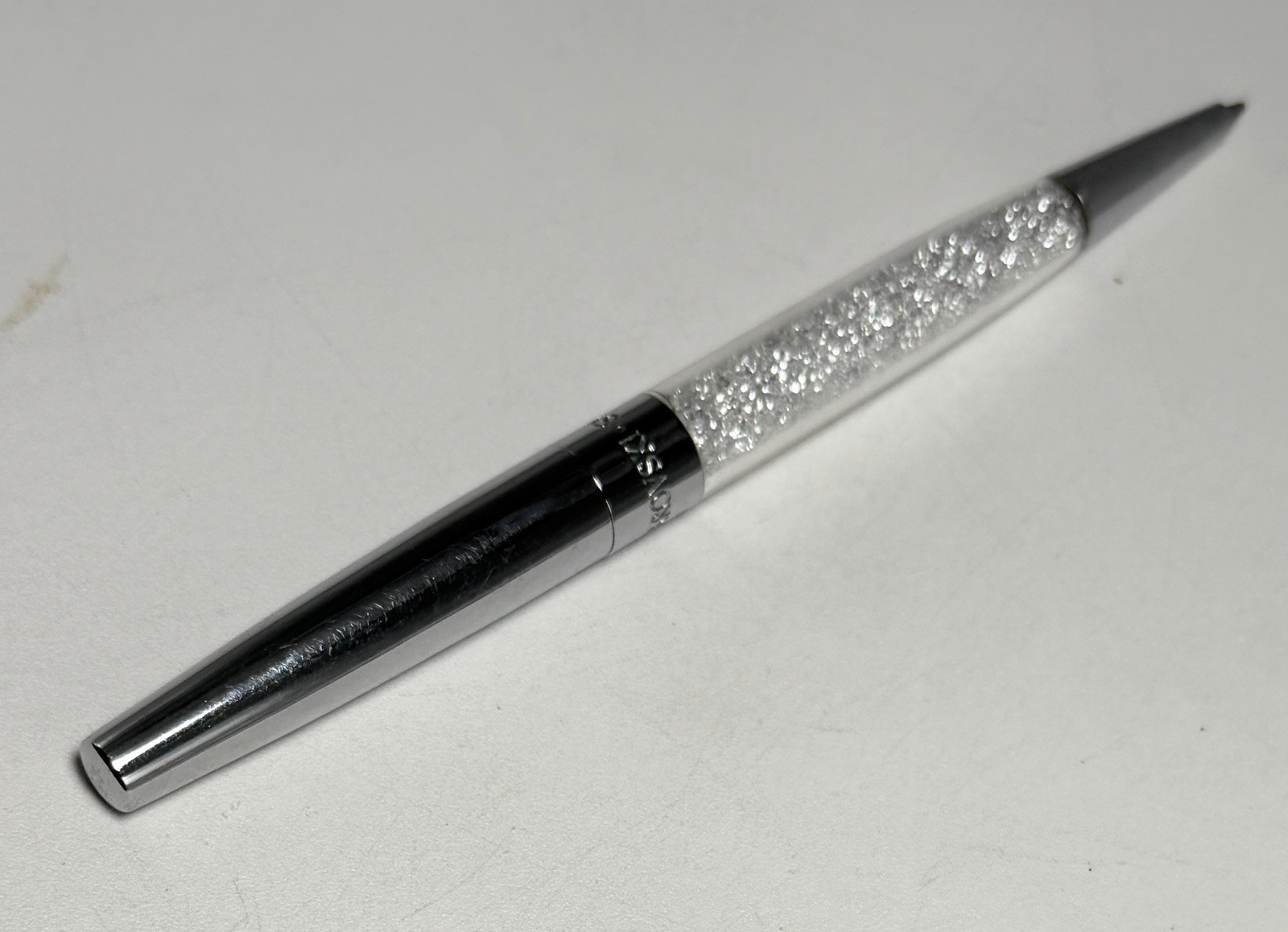 Swarovski Clear White Crystal Crystalline Stardust Silver Pen Black Ink