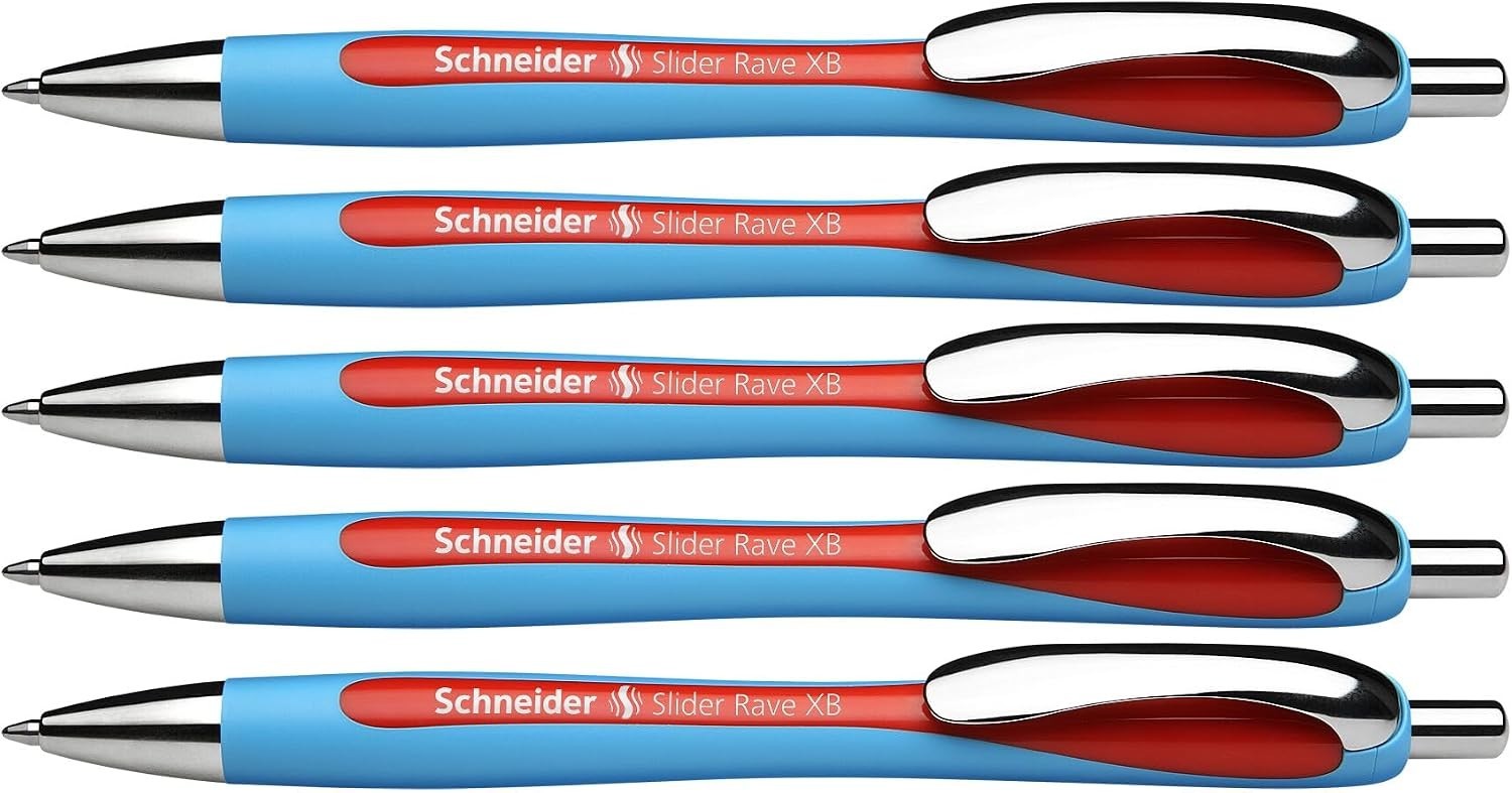 Retractable Red Ballpoint Pens, 1.4mm Extra Broad, Pack of 5