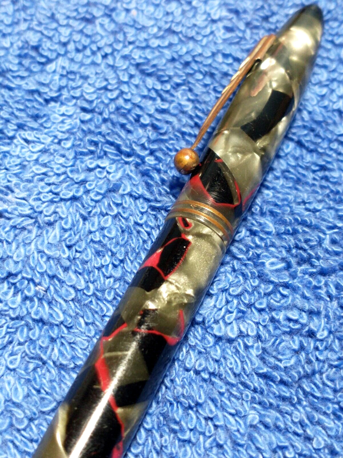 PARKER PARKETTE VINTAGE CELLULOID MECH PENCIL BLACK SILVER COLLECTIBLE ANTIQUE