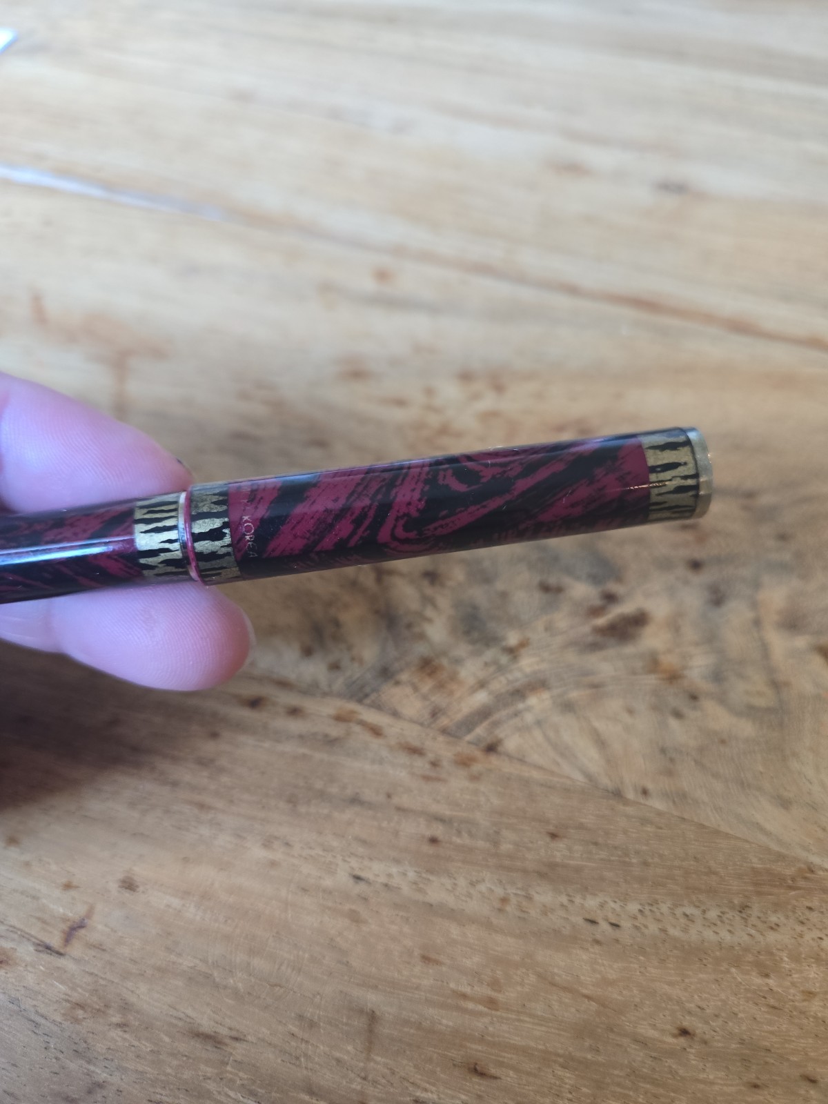 Micro Ceramic .5mm Ball Point Pen Vintage Red Ink Black Marble gold Ballpoint