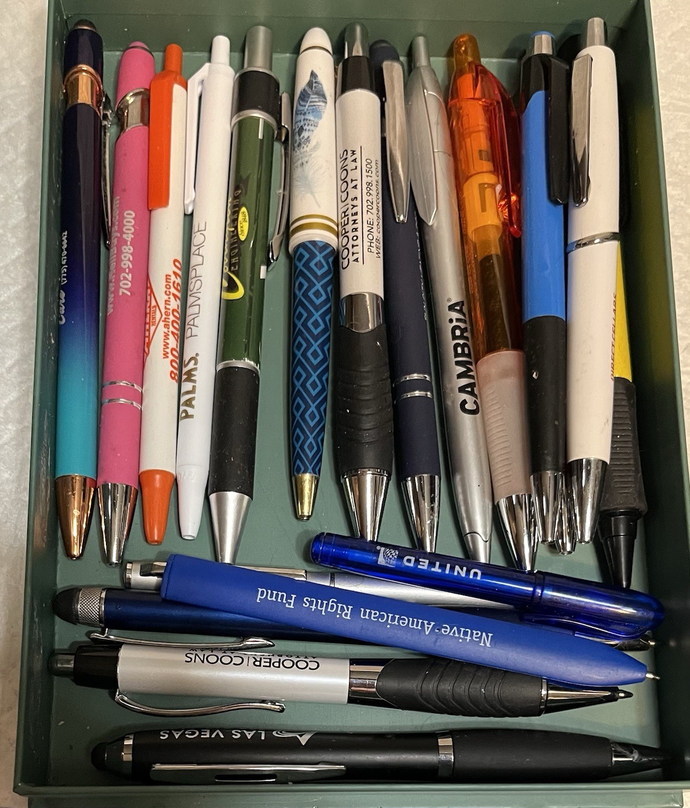 Lot of 20 Ball Point Pens ,Hong Kong,United and native american are special.