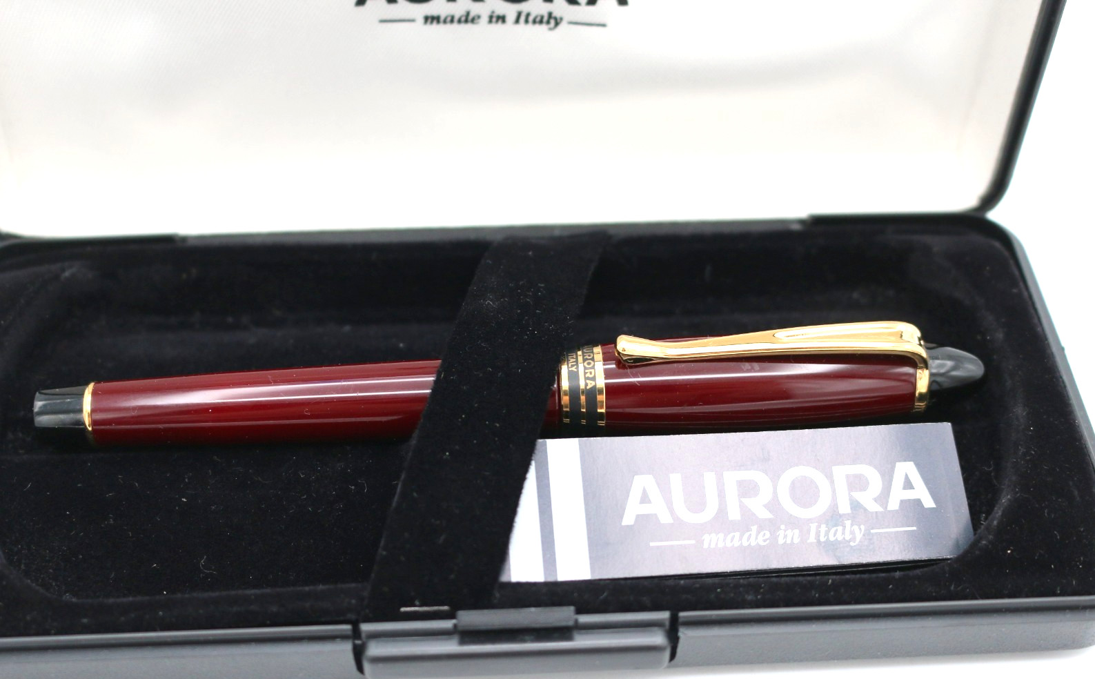 Aurora Optima Burgundy Ballpoint Pen Made In Italy w/ Box & Paper *Black Ink*