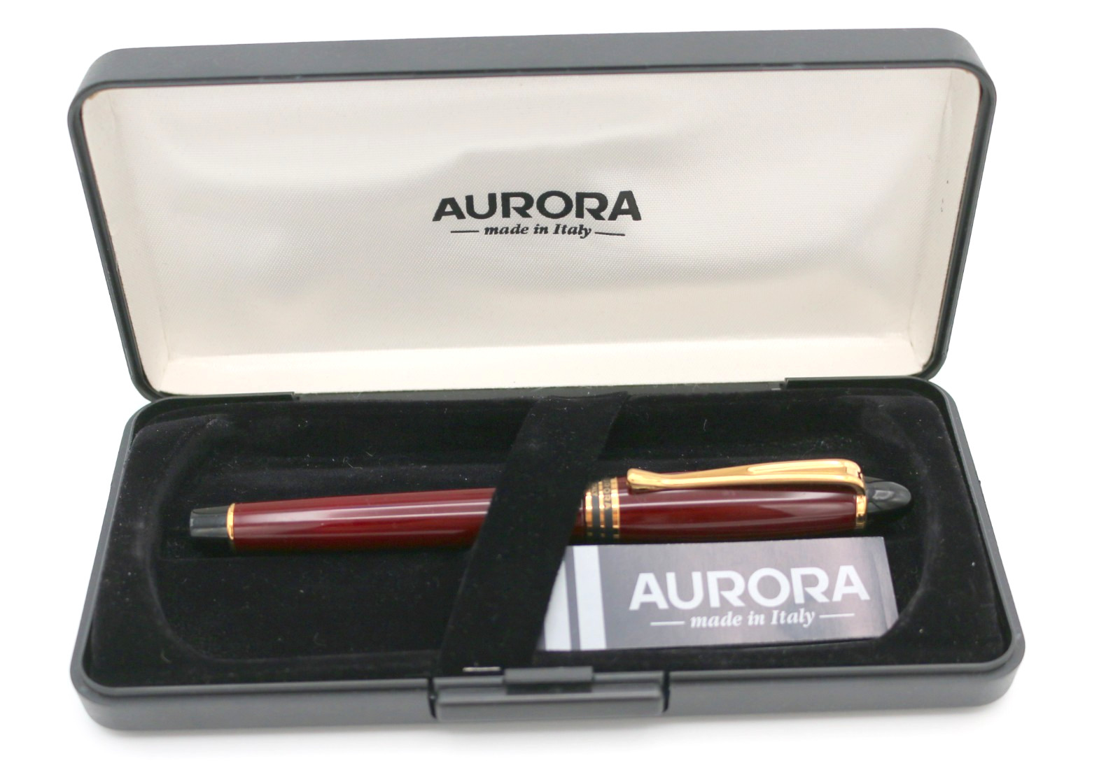 Aurora Optima Burgundy Ballpoint Pen Made In Italy w/ Box & Paper *Black Ink*