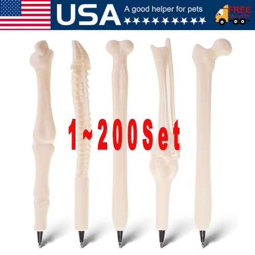 5 PCS Creative Novelty Bone Shape Ballpoint Pens, 1.0Mm Black Ink Bone Model Pen