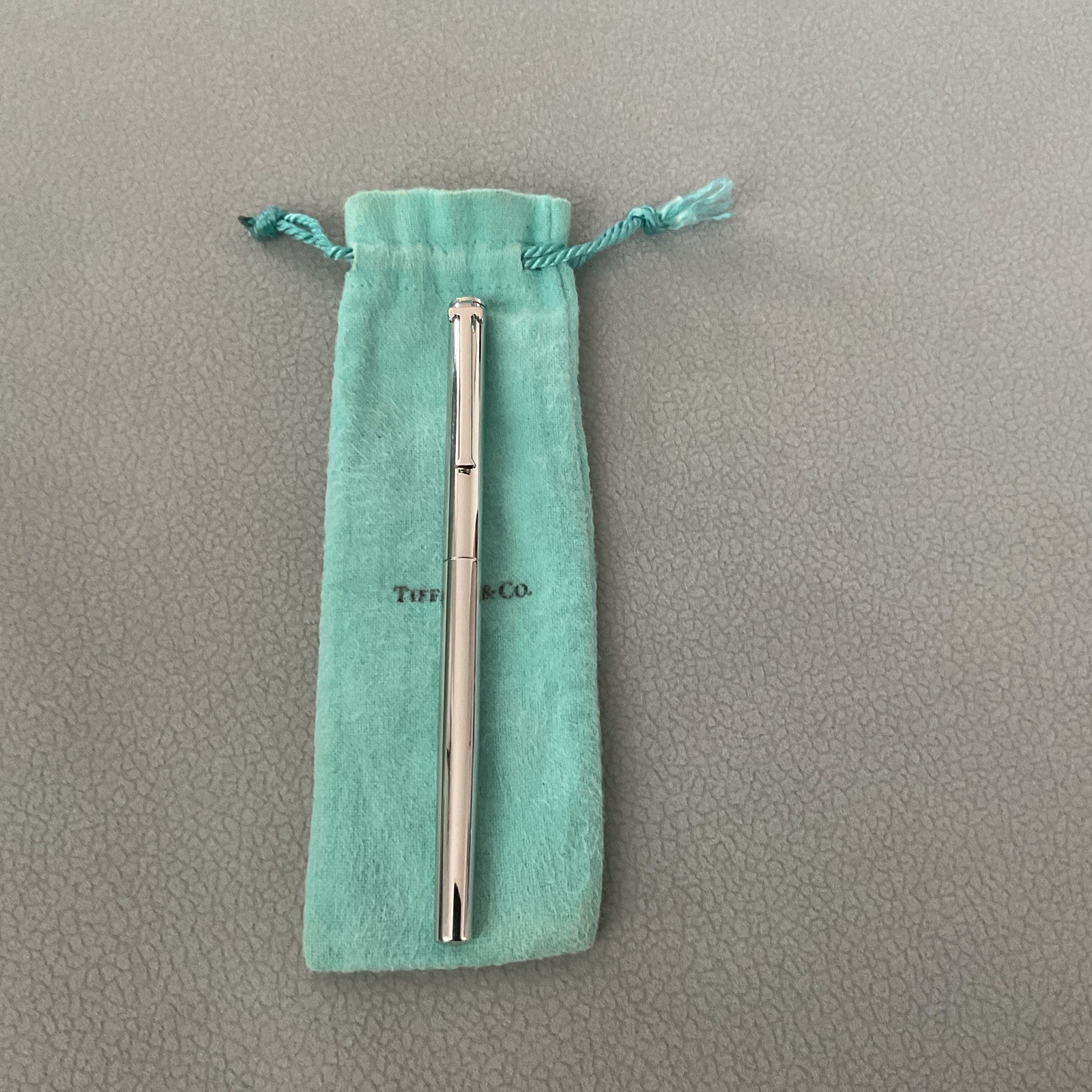 Tiffany & Co. “T” Sterling Silver Ballpoint Roller Pen Black Ink ( engraving)