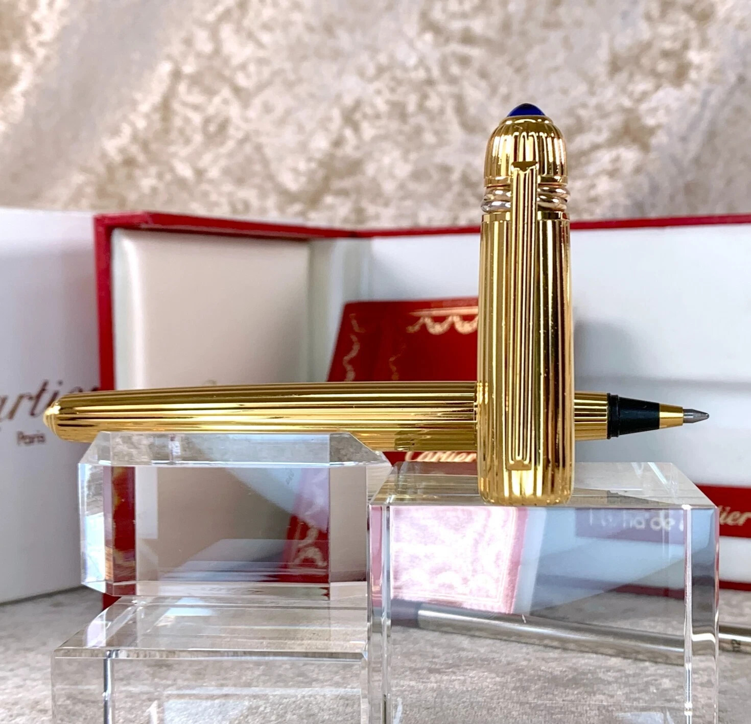 *** Cartier Pasha de Cartier / Roller ball Gold Pen With Both Box 1991 ***