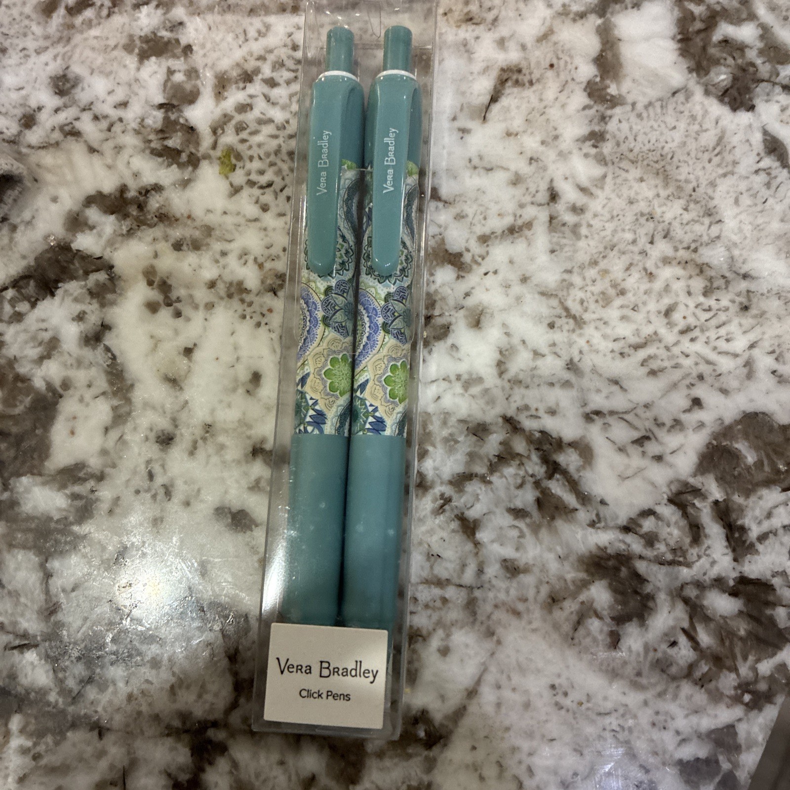Vera Bradley Click Pen Two Pack 2 Black Ink Lisbon Sketched Medallion Blue