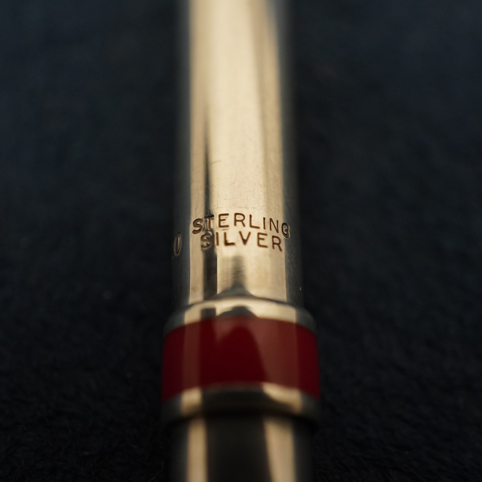 Tiffany & Co. Sterling Silver Ballpoint Pen w/Red Enamel Accent, Needs Refill