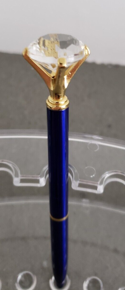 1 Pcs Retractable Diamond Pen with Big Crystal Bling, Crystal Metal Ballpoint